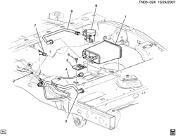 FUEL SYSTEM-EXHAUST-EMISSION SYSTEM Hummer H3T - 43 Bodystyle 2008-2010 N1 VAPOR CANISTER LINES & CANISTER (LLR/3.7E)