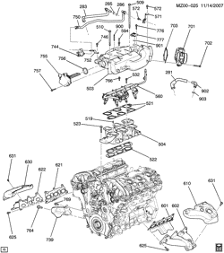 4-ЦИЛИНДРОВЫЙ ДВИГАТЕЛЬ Chevrolet Malibu 2009-2009 Z ENGINE ASM-3.6L V6 PART 6 MANIFOLDS & RELATED PARTS (LY7/3.6-7)