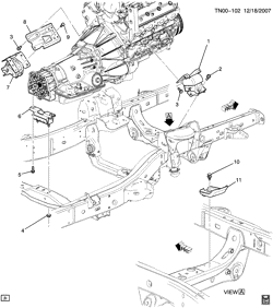 5-CYLINDER ENGINE Hummer H3T - 43 Bodystyle 2008-2009 N1 ENGINE & TRANSMISSION MOUNTING (LH8/5.3L)