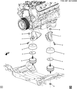 8-ЦИЛИНДРОВЫЙ ДВИГАТЕЛЬ Chevrolet Corvette 2009-2010 Y87 ENGINE MOUNTING (LS9/6.2R)