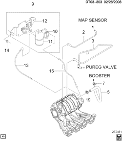 FUEL SYSTEM-EXHAUST-EMISSION SYSTEM Chevrolet Aveo 2009-2011 T A.I.R. SYSTEM & VACUUM PUMP MOUNTING