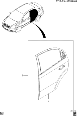 WINDSHIELD-WIPER-MIRRORS-INSTRUMENT PANEL-CONSOLE-DOORS Chevrolet Aveo 2009-2011 T DOOR/REAR