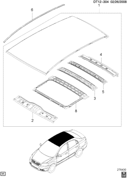 BODY MOLDINGS-SHEET METAL-REAR COMPARTMENT HARDWARE-ROOF HARDWARE Chevrolet Aveo 2009-2011 T SHEET METAL/ROOF