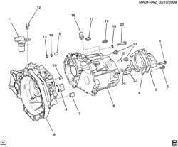FREIOS Chevrolet Cobalt 2005-2010 AP 5-SPEED MANUAL TRANSAXLE (MU3) PART 5 CASE, COVER AND COMPONENTS