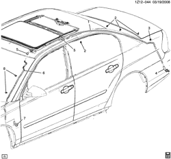 МОЛДИНГИ КУЗОВА-ЛИСТОВОЙ МЕТАЛ-ФУРНИТУРА ЗАДНЕГО ОТСЕКА-ФУРНИТУРА КРЫШИ Chevrolet Malibu (New Model) 2004-2007 Z69 SUNROOF DRAINAGE (CF5)