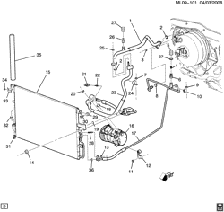 BODY MOUNTING-AIR CONDITIONING-AUDIO/ENTERTAINMENT Chevrolet Equinox 2006-2009 L A/C REFRIGERATION SYSTEM (LNJ/3.4F)