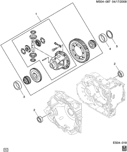 TRANSMISSÃO MANUAL 5 MARCHAS Chevrolet Chevy 2004-2007 S AUTOMATIC TRANSMISSION (ML4) PART 14. DIFFERENTIAL