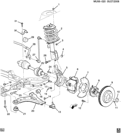 FRONT AXLE-FRONT SUSPENSION-STEERING-DIFFERENTIAL GEAR Pontiac SV-6 (2WD) 2005-2009 U1 SUSPENSION/FRONT