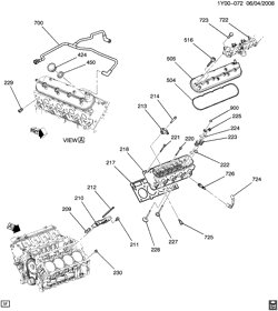 MOTOR 8 CILINDROS Chevrolet Corvette 2007-2008 Y87 ENGINE ASM-7.0L V8 PART 2 CYLINDER HEAD & RELATED PARTS (LS7/7.0E)