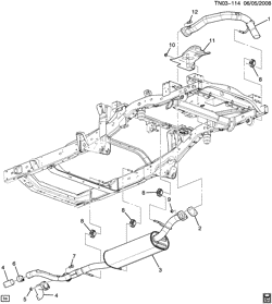 FUEL SYSTEM-EXHAUST-EMISSION SYSTEM Hummer H3 SUV 2009-2009 N1(43) EXHAUST SYSTEM PART 2 REAR (LH8/5.3L)