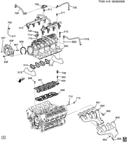MOTOR 4 CILINDROS Saab 9-7X 2009-2009 T1 ENGINE ASM-5.3L V8 PART 5 MANIFOLD & FUEL RELATED PARTS (LH6/5.3M)