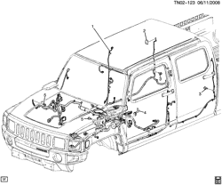 СТАРТЕР-ГЕНЕРАТОР-СИСТЕМА ЗАЖИГАНИЯ-ЭЛЕКТРООБОРУДОВАНИЕ-ЛАМПЫ Hummer H3 SUV - 06 Bodystyle (Left Hand Drive) 2009-2010 N1(43) WIRING HARNESS/BODY