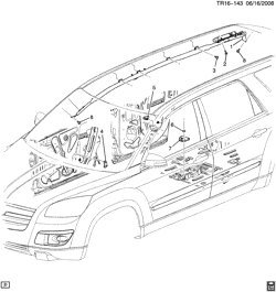 КАБИНА И КУЗОВНЫЕ ДЕТАЛИ-ДВОРНИКИ-ЗЕРКАЛА-ДВЕРИ-ОТДЕЛКА-РЕМНИ БЕЗОПАСНОСТИ Chevrolet Traverse (2WD) 2007-2009 RV1 INFLATABLE RESTRAINT SYSTEM/ROOF SIDE