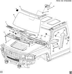 CAB AND BODY PARTS-WIPERS-MIRRORS-DOORS-TRIM-SEAT BELTS Hummer H3 2006-2008 N1 WINDSHIELD & RELATED PARTS