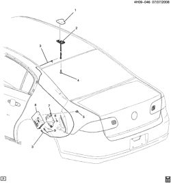 BODY MOUNTING-AIR CONDITIONING-AUDIO/ENTERTAINMENT Buick Lucerne 2009-2011 H ANTENNA/DIGITAL AUDIO (UBS,U2K)