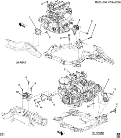 4-CYLINDER ENGINE Chevrolet Malibu (New Model) 2008-2008 ZG,ZH ENGINE & TRANSMISSION MOUNTING-L4 (LE5/2.4B, MN5)(2ND DES)