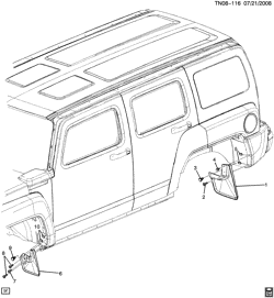 ЛИСТОВОЙ МЕТАЛЛ ПЕРЕДНЕЙ ЧАСТИ - ОБОГРЕВАТЕЛЬ - ТЕХОБСЛУЖИВАНИЕ АВТОМОБИЛЯ Hummer H3 SUV - 06 Bodystyle (Left Hand Drive) 2007-2010 N1(06) MUD FLAPS (Q8H,EXC (B74))