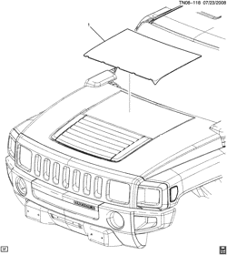 FRONT END SHEET METAL-HEATER-VEHICLE MAINTENANCE Hummer H3 SUV - 06 Bodystyle (Right Hand Drive) 2008-2009 N1 HOOD STRIPE (CHAMPIONSHIP EDITION YP8)