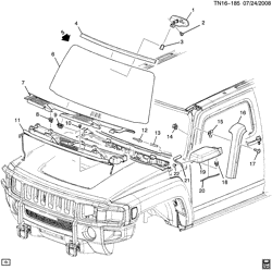 CAB AND BODY PARTS-WIPERS-MIRRORS-DOORS-TRIM-SEAT BELTS Hummer H3 SUV 2009-2010 N1 WINDSHIELD & RELATED PARTS