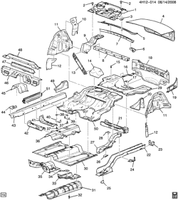 BODY MOLDINGS-SHEET METAL-REAR COMPARTMENT HARDWARE-ROOF HARDWARE Buick Lucerne 2006-2007 H SHEET METAL/BODY PART 3-UNDERBODY & REAR