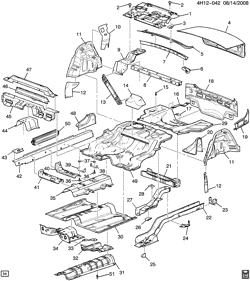 BODY MOLDINGS-SHEET METAL-REAR COMPARTMENT HARDWARE-ROOF HARDWARE Buick Lucerne 2008-2011 H SHEET METAL/BODY PART 3-UNDERBODY & REAR
