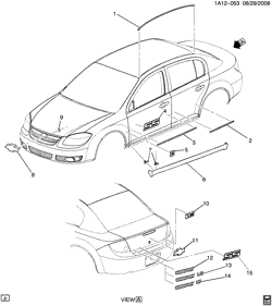 BODY MOLDINGS-SHEET METAL-REAR COMPARTMENT HARDWARE-ROOF HARDWARE Chevrolet Cobalt 2009-2010 A69 MOLDINGS/BODY