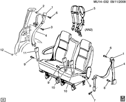 INTERIOR TRIM-FRONT SEAT TRIM-SEAT BELTS Pontiac Montana APV 2001-2005 U SEAT BELTS/REAR (AT5)