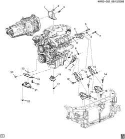 6-ЦИЛИНДРОВЫЙ ДВИГАТЕЛЬ Buick LaCrosse/Allure 2008-2008 W19 ENGINE & TRANSMISSION MOUNTING (LY7/3.6-7)