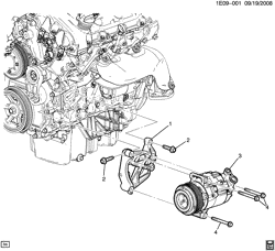 КРЕПЛЕНИЕ КУЗОВА-КОНДИЦИОНЕР-АУДИОСИСТЕМА Chevrolet Camaro Coupe 2012-2015 EE,EF A/C COMPRESSOR MOUNTING (LFX/3.6-3)