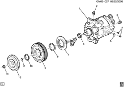 КРЕПЛЕНИЕ КУЗОВА-КОНДИЦИОНЕР-АУДИОСИСТЕМА Chevrolet HHR 2009-2010 A A/C COMPRESSOR ASM (LE8/2.2B, LE9/2.4V)