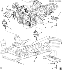 MOTOR 8 CILINDROS Chevrolet Camaro Coupe 2012-2015 EE,EF37 ENGINE & TRANSMISSION MOUNTING (LFX/3.6-3, MANUAL MV5)