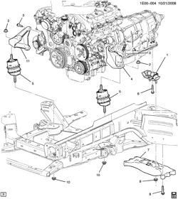6-CYLINDER ENGINE Chevrolet Camaro Coupe 2011-2011 EE,EF37 ENGINE & TRANSMISSION MOUNTING (LLT/3.6D, AUTOMATIC MYB)