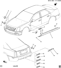 BODY MOLDINGS-SHEET METAL-REAR COMPARTMENT HARDWARE-ROOF HARDWARE Cadillac STS 2008-2009 DW,DY29 MOLDINGS/BODY-BELOW BELT