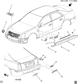 BODY MOLDINGS-SHEET METAL-REAR COMPARTMENT HARDWARE-ROOF HARDWARE Cadillac STS 2008-2009 DX29 MOLDINGS/BODY-BELOW BELT