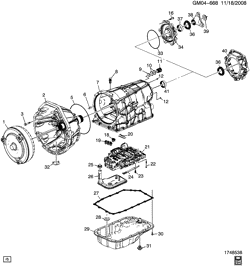 BRAKES Cadillac STS 2009-2011 D29 AUTOMATIC TRANSMISSION (MYB) (6L50) CASE & RELATED PARTS