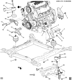 MOTOR 6 CILINDROS Buick Lucerne 2009-2010 H ENGINE & TRANSMISSION MOUNTING-V6 (LGD/3.9M,LZ9/3.9-1)