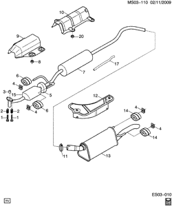 FUEL SYSTEM-EXHAUST-EMISSION SYSTEM Chevrolet Chevy 2004-2008 S EXHAUST SYSTEM