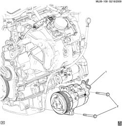 КРЕПЛЕНИЕ КУЗОВА-КОНДИЦИОНЕР-АУДИОСИСТЕМА Chevrolet Equinox 2010-2010 L A/C COMPRESSOR MOUNTING (LAF/2.4W)