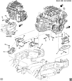 4-ЦИЛИНДРОВЫЙ ДВИГАТЕЛЬ Chevrolet Captiva Sport 2012-2017 LR ENGINE & TRANSMISSION MOUNTING (LFW/3.0-5, MHK)
