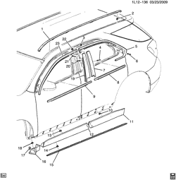 BODY MOLDINGS-SHEET METAL-REAR COMPARTMENT HARDWARE-ROOF HARDWARE Chevrolet Equinox 2010-2012 L MOLDINGS/BODY