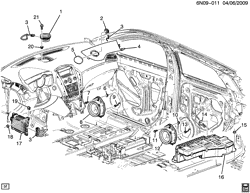 BODY MOUNTING-AIR CONDITIONING-AUDIO/ENTERTAINMENT Cadillac SRX 2010-2012 N AUDIO SYSTEM/SPEAKERS & AMPLIFIER(UQA)