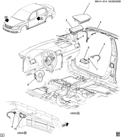 INTERIOR TRIM-FRONT SEAT TRIM-SEAT BELTS Chevrolet Cobalt 2007-2010 A INFLATABLE RESTRAINT SYSTEM/DRIVER & PASSENGER(AK5)