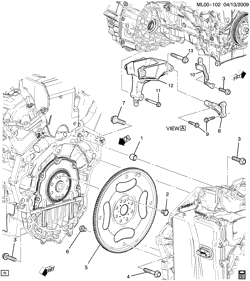 4-CYLINDER ENGINE Chevrolet Equinox 2011-2012 LH,LJ ENGINE TO TRANSMISSION MOUNTING (MH2)
