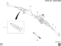 FRONT SUSPENSION-STEERING Chevrolet Aveo 2010-2011 T STEERING ASM/RACK & PINION