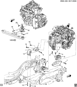 4-CYLINDER ENGINE Cadillac SRX 2011-2011 N ENGINE & TRANSMISSION MOUNTING (LF1/3.0Y, AUTOMATIC MH4)
