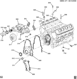 MOTOR 4 CILINDROS Cadillac CTS Wagon 2011-2014 DN35-47-69 ENGINE ASM-6.2L V8 PART 3 FRONT COVER & COOLING (LSA/6.2P)