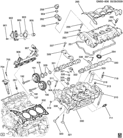 6-ЦИЛИНДРОВЫЙ ДВИГАТЕЛЬ Chevrolet Traverse (2WD) 2009-2010 RV1 ENGINE ASM-3.6L V6 PART 2 CYLINDER HEAD & RELATED PARTS (LLT/3.6D)