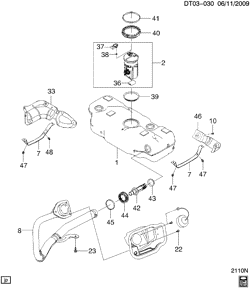 FUEL SYSTEM-EXHAUST-EMISSION SYSTEM Chevrolet Aveo Sedan (Canada and US) 2004-2008 T FUEL TANK ASM