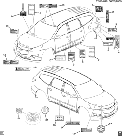 TÔLE AVANT-CHAUFFERETTE-ENTRETIEN DU VÉHICULE Buick Enclave (2WD) 2009-2009 RV1 ÉTIQUETTES (CHEVROLET X88)