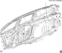КАБИНА И КУЗОВНЫЕ ДЕТАЛИ-ДВОРНИКИ-ЗЕРКАЛА-ДВЕРИ-ОТДЕЛКА-РЕМНИ БЕЗОПАСНОСТИ Chevrolet Traverse (AWD) 2010-2011 RV1 INFLATABLE RESTRAINT SYSTEM/ROOF SIDE (BUICK W49)